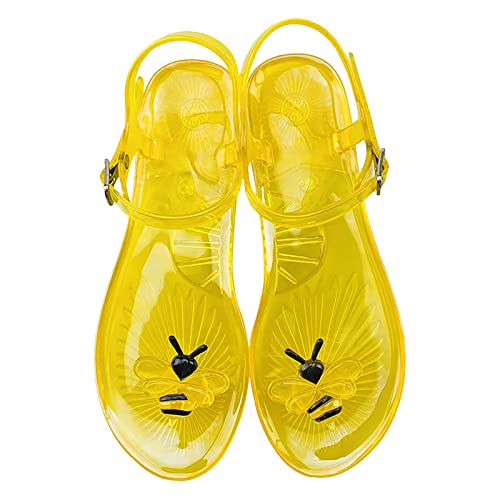 AQ899 Women Transparent Jelly Shoes Summer Flat Flip Flops With Buckle Straps Fruit Pattern Sandals Beach Shoes Bright Color Slippers von AQ899