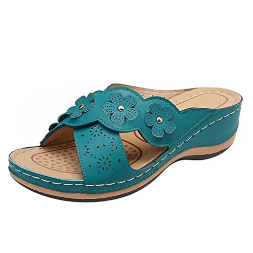 AQ899 Women's Slingback Wedges Sandals with Flower Patterns Thick Sole Slippers Open Toe Summer Outdoor Shoes with Rubber Sole Party Shoes von AQ899