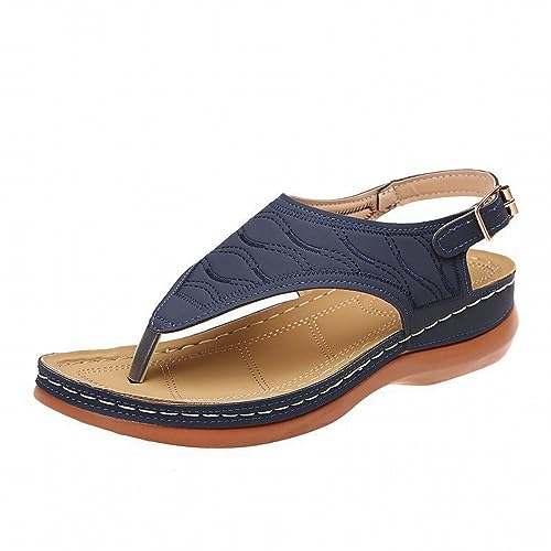 AQ899 Women's Summer Wedges Sandals with Buckle Hook Summer Orthopedic Flip Flops Arch Support Toe Separator Thick Sole Slippers Open Toe Slingback Sports Shoes with Rubber Sole von AQ899