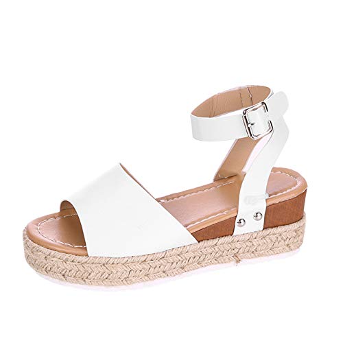 AQ899 Women's Thick Sole Knit Sandals, Comfortable Retro Sandals, Summer Wedge Buckle Straps Shoes, Wide Open Toe Shoes, Wedding Beach Shoes von AQ899