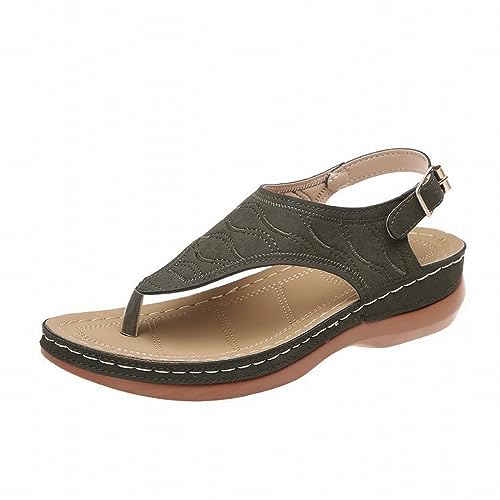 AQ899 Women's Toe Separator Orthopaedic Sandals Women's Buckle Straps Shoes with Natural Cork Footbed Summer Flip Flops with Soft Rubber Soft Comfortable Roman Flat Slippers Slingback Sandals von AQ899