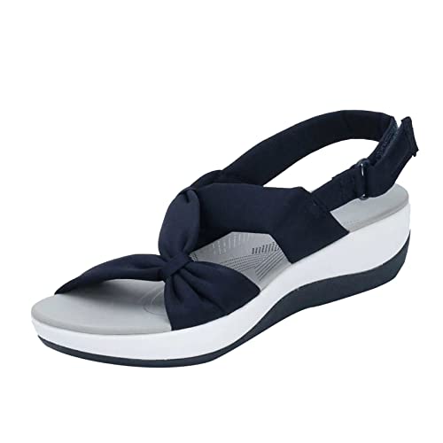 Bow Knot Wedge Wide-Fit Shoes Open Toe Slingback Orthopedic sandals Women Peep Toe sandals Summer Comfortable Walking Shoes Casual Fansion Beach Shoes von AQ899