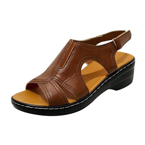 Buckle Straps Wedge Shoes Peep Toe Slingback sandals Women Thick Sole Hollow sandals Comfortable Walking Shoes Faux Leather Shoes Fashion Solid Beach Shoes von AQ899