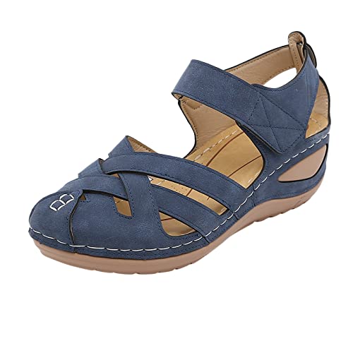 Close Toe Ankle Strp Shoes Women Thick Sole Strppy sandals Retro Hollow Out Wedge sandals Comfatable Solid Walking Shoes von AQ899