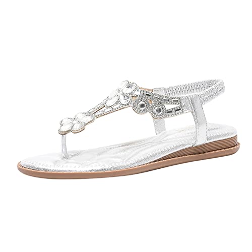 Sandal Women Elastic Ankle Strap Summer Wedges Flip Flops CasualCrystal Floral Shoes Open Toe Beach Slingback Shoes Bohemian Shoes von AQ899