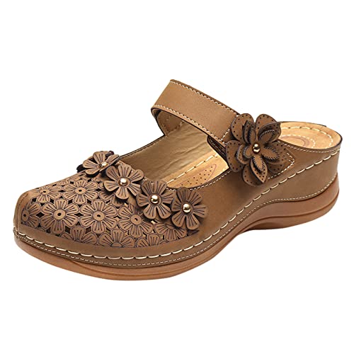 Slip On Close Toe Floral Shoes Women Flat Strapless sandals Outdoor Thick Sole Wedge Slippers Summer Beach Pool Slides Fashion Casual Solid Shoes von AQ899