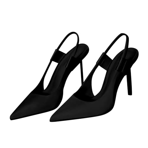 Women's Summer Solid Slim Heels Slip-0N Slingback Shoes Pointed Toe Pump Sandals Fashion Elegant Shoes for Party Wedding von AQ899