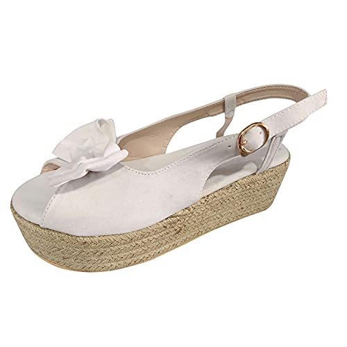 Women's Wedge Weave Sandals Summer Peep Toe Bow Knot Sandals Ankle Straps Adjustable Shoes Roman Shoes Elegant Platform Shoes for Party Wedding von AQ899