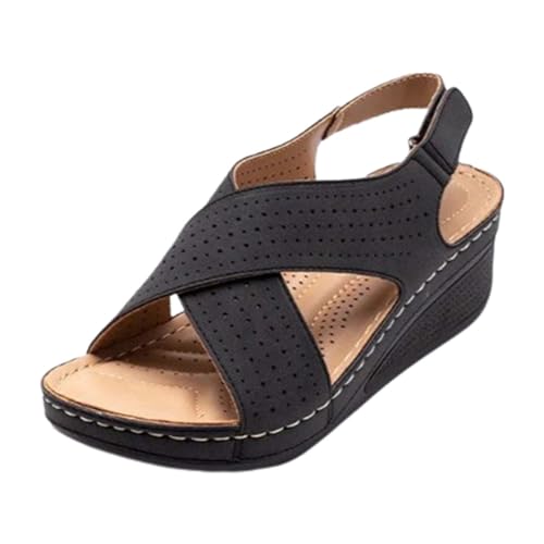 X Strap Open Toe Shoes Women Low Wedge Slingback Sandals Flat Rubber Shoes with Ankle Strap Fashion Casual Shoes for Party Wedding Beach Shoes von AQ899