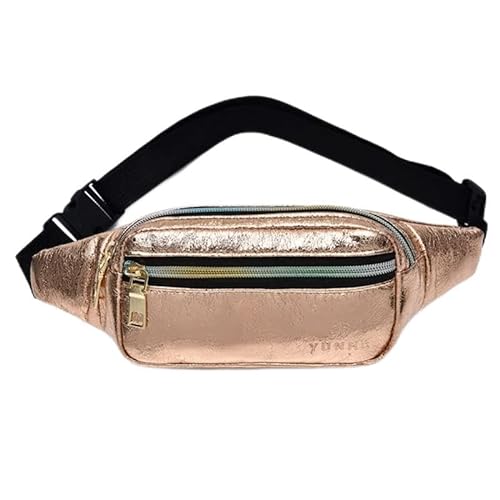 AQQWWER Armrucksack Holographic Retro PU Fanny Pack Girls Bum Waist Bag Shiny Pink Women`s Belt Bag New Hip Belly Bag Travel Pocket (Color : Gold) von AQQWWER