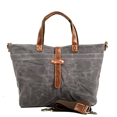 AQQWWER Damen Sporttasche Canvas Damen Umhängetasche Vintage Style Handtasche Wasserdicht Große Kapazität Tragetasche Einfarbig (Color : Grijs) von AQQWWER