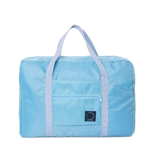 AQQWWER Damen Sporttasche Faltbare Reisetasche Nylon Reisetaschen Handgepäck für Männer Frauen nTravel Duffle Bags Tote Large Handbags Duffel (Color : Blue) von AQQWWER