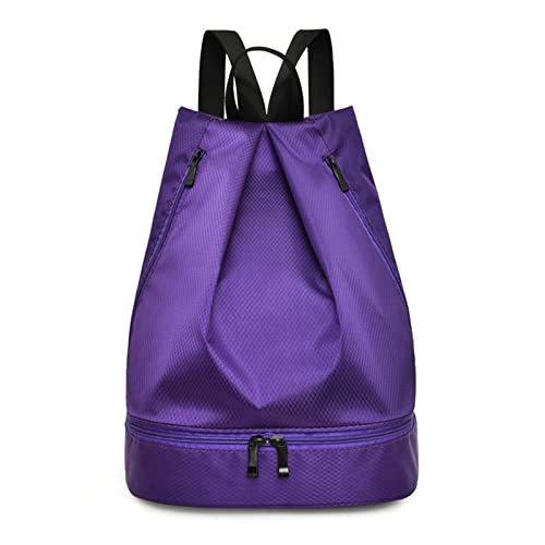 AQQWWER Damen Sporttasche Fitness-Rucksack für Männer und Frauen, wasserdicht, tragbar, mit großer Kapazität, Fitness-Reisetasche, Outdoor-Schwimmen, Training, Yoga-Duffle-Taschen (Color : Purple) von AQQWWER