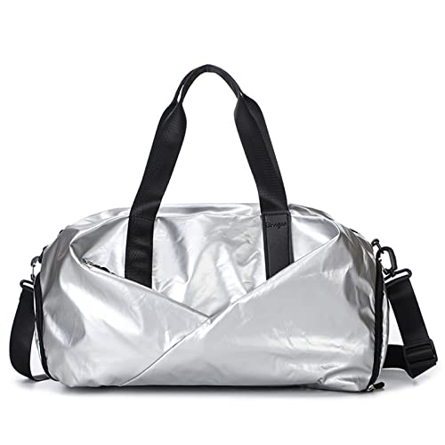 AQQWWER Damen Sporttasche Frauen Sport Umhängetaschen für große Männer Reise Gym Sac Yoga Gepäck weibliche wasserdichte große Turnschuhe Schwimmtraining Handtasche (Color : Silver) von AQQWWER