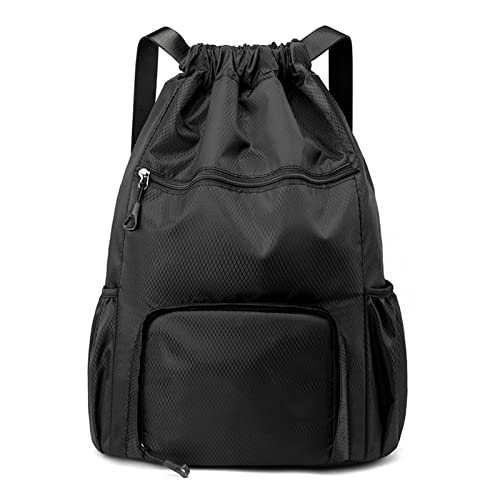 AQQWWER Damen Sporttasche Frauen Sporttaschen für Männer Fitness große Kordelzug Gepäck Reise große Schuh Schultertasche wasserdicht weibliche Rucksack Gym Yoga (Color : Black, Size : L) von AQQWWER