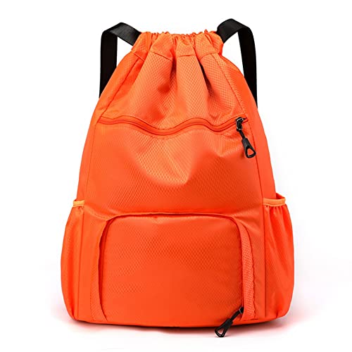 AQQWWER Damen Sporttasche Frauen Sporttaschen für Männer Fitness große Kordelzug Gepäck Reise große Schuh Schultertasche wasserdicht weibliche Rucksack Gym Yoga (Color : Orange, Size : L) von AQQWWER