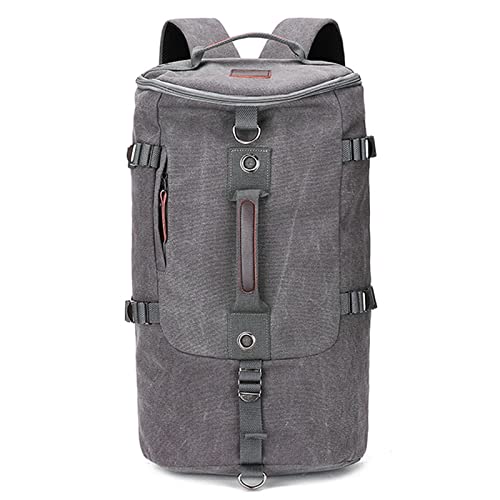 AQQWWER Damen Sporttasche Große Kapazität Rucksack Mann Reise Duffle Bag Männliche Gepäck Leinwand Eimer Umhängetaschen Männer Outdoor Rucksack Dropship (Color : Grijs) von AQQWWER