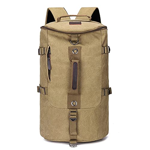 AQQWWER Damen Sporttasche Große Kapazität Rucksack Mann Reise Duffle Bag Männliche Gepäck Leinwand Eimer Umhängetaschen Männer Outdoor Rucksack Dropship (Color : Khaki) von AQQWWER