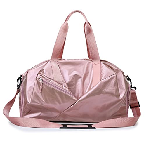 AQQWWER Damen Sporttasche Hellrosa Damen Sporttaschen für Fitness nass trocken Sporttasche mit Schuhfach Yogamatte Tasche Training Yoga (Color : Pink) von AQQWWER