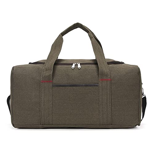 AQQWWER Damen Sporttasche Herren-Segeltuch-Reisetasche mit großer Kapazität, Reise-Organizer, Damen-Reisegepäcktasche, lässige Wochenendtasche, Outdoor-Übernachtungstasche (Color : Khaki) von AQQWWER