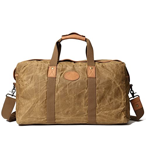 AQQWWER Damen Sporttasche Military Style Canvas Umhängetasche gewachste Canvas Man Travel Handtaschen wasserdichte Vintage Outdoor Male Large Sport Travel Bags (Color : Khaki) von AQQWWER