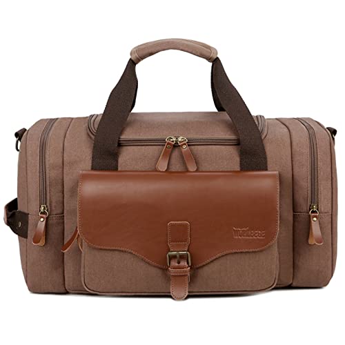 AQQWWER Damen Sporttasche Multifunktions-Ledertaschen aus Segeltuch mit großem Fassungsvermögen Handgepäcktasche Tote Utility Travel Bag Weekender Bag Travel Man (Color : Coffee) von AQQWWER