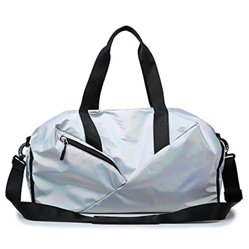 AQQWWER Damen Sporttasche Outdoor Herren Sporttasche mit Schuhfach Reisegepäck Taschen wasserdichte Damen Fitness Tasche Seesack (Color : Silver) von AQQWWER