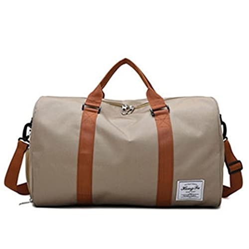 AQQWWER Damen Sporttasche Reisetasche Short Tour Weekender Sports Gym Duffel Bag Wasserabweisend Koffer Gepäck Umhängetasche mit Schuhfach (Color : Dark Khaki) von AQQWWER