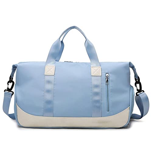 AQQWWER Damen Sporttasche Sporttasche Damen Training Fitness Reise Seesack Handtasche Nylon Yogamatte Sporttasche mit Schuhfach für Damen Herren (Color : Blue) von AQQWWER