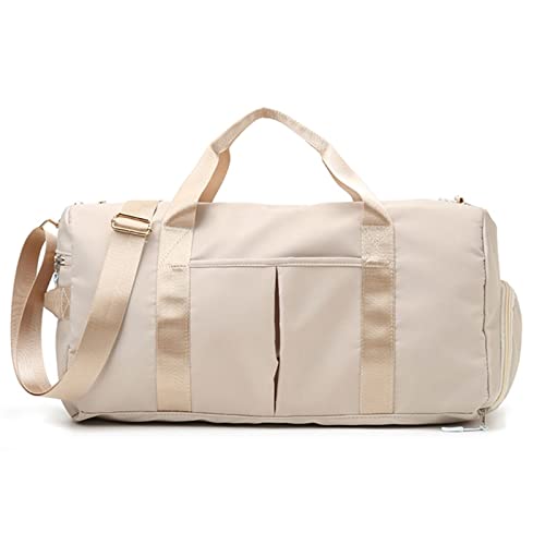 AQQWWER Damen Sporttasche Sporttasche für Frauen mit Schuhfach, strapazierfähige, leichte Yoga-große Handtasche (Color : White) von AQQWWER