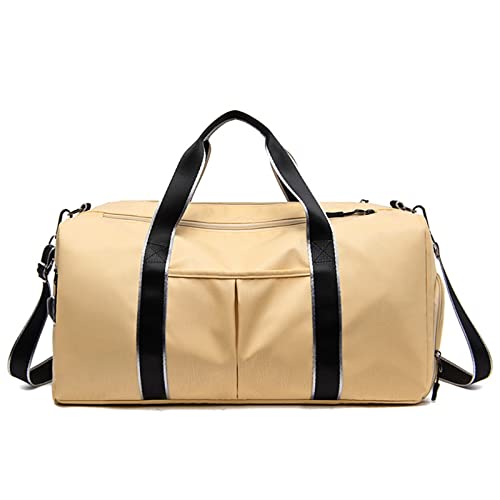 AQQWWER Damen Sporttasche Sporttasche für Männer, wasserdicht, Fitness-Trainingstasche, leichte Tasche, Gepäcktaschen und Reisetaschen für Frauen, 2020 Sporttasche (Color : Beige) von AQQWWER