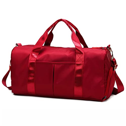 AQQWWER Damen Sporttasche Sporttaschen Wasserdichtes Nylon Outdoor Sport Training Fitness Reisen Yoga Ultraleichte Tasche Männer Frauen Handtasche mit Schuhfach (Color : Burgundy) von AQQWWER