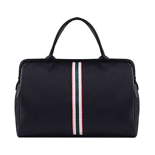 AQQWWER Damen Sporttasche Tragbare Reisetasche Weibliche Große Fitness Seesack Männer Wochenende Taschen Nylon Übernachtung Gestreifte Frauen Handtaschen bolsas viaje XA637B (Color : Black, Size : L von AQQWWER