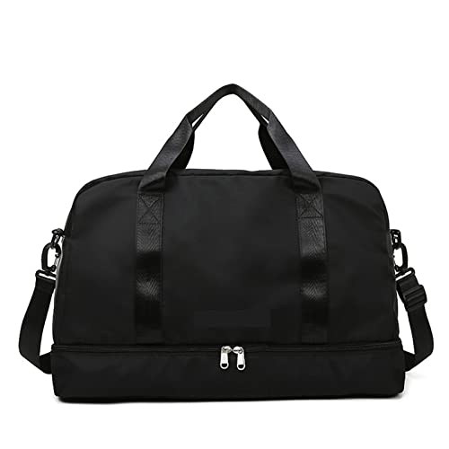 AQQWWER Damen Sporttasche Trocken- und Nasstrennung Reisetasche Damen Seesack Handtaschen Damen Fitness Sporttasche Gepäck Organizer Yogatasche Wochenendtasche (Color : Black) von AQQWWER