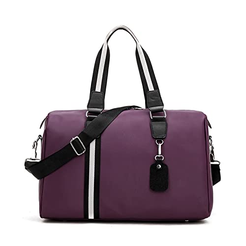 AQQWWER Damen Sporttasche Unisex-Nylon-Damen-Reisetaschen, große Handtasche, Fitness-Wochenendtasche, Damen-Multifunktions-Duffle-Tasche für Männer (Color : Purple) von AQQWWER