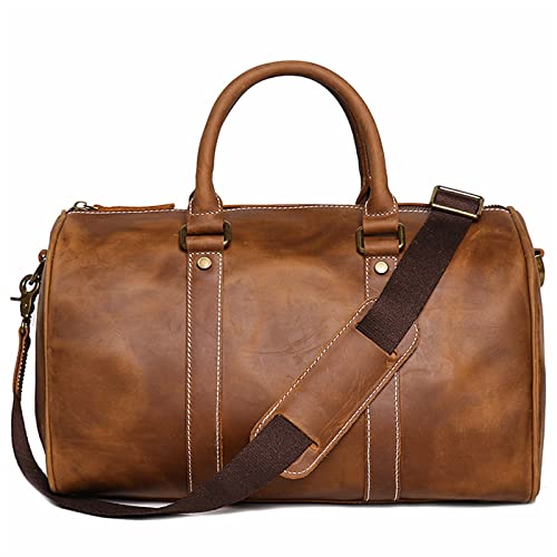 AQQWWER Damen Sporttasche Vintage Herren Rindsleder Business Kurzstreckengepäcktaschen Große Reisetasche Einfache Messenger Bags (Color : Vintage Brown) von AQQWWER