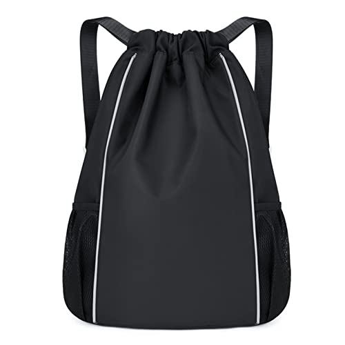 AQQWWER Damen Sporttasche wasserdichte Sporttasche 2020 Frauen Sporttasche Kordelzug Outdoor Reise Männer Rucksack Für Schwimmen Fitness Training Softback (Color : Black Color.) von AQQWWER