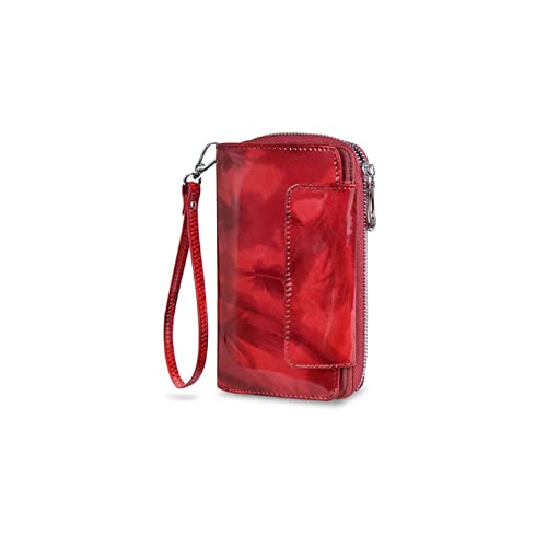 AQQWWER Geldbörsen für Damen 1 stück, Brieftasche Frauen Echtes Leder Münze Geldbörse Damen Kurzmode Brieftaschen Weibliche Geldbörsen Kartengriff (Color : Red) von AQQWWER