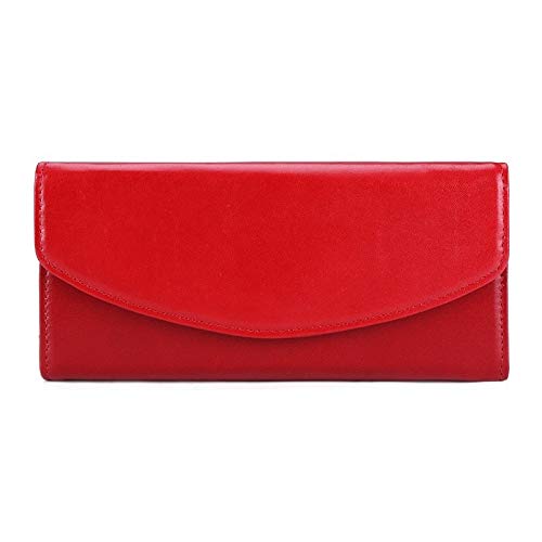 AQQWWER Geldbörsen für Damen Brieftaschen, Damen-Geldbörse, Lange Brieftasche, Multi-Karten-Bit-Brieftasche, Ledergeldbörse, Geldbörsenmultifunktions (Color : Red) von AQQWWER