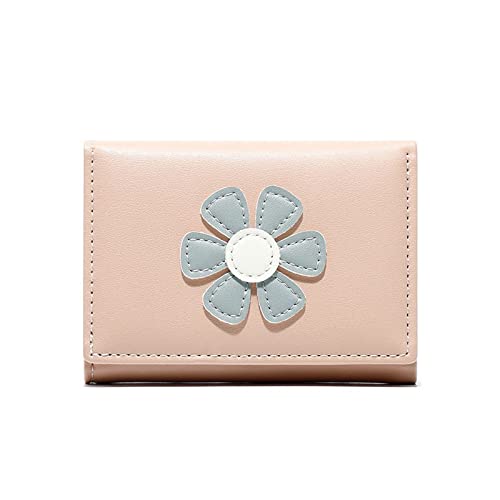 AQQWWER Geldbörsen für Damen Brieftaschen Frauen Blumen Applikationen Süße Kawaii Kartenhalter Mädchen Geldbörse Koreanische Art Geld Tasche Mode Stilvolle Mini Geldbörse Ulzzang (Color : Pink) von AQQWWER