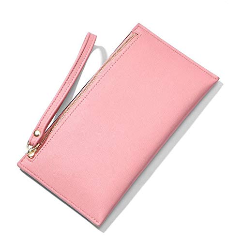 AQQWWER Geldbörsen für Damen Bunte Armband Frauen Lange Wallet Einfache weibliche Mappen-Kupplungs-Dame-Geldbeutel-Reißverschluss-Telefon-Tasche Kartenhalter Damen (Color : Pink) von AQQWWER