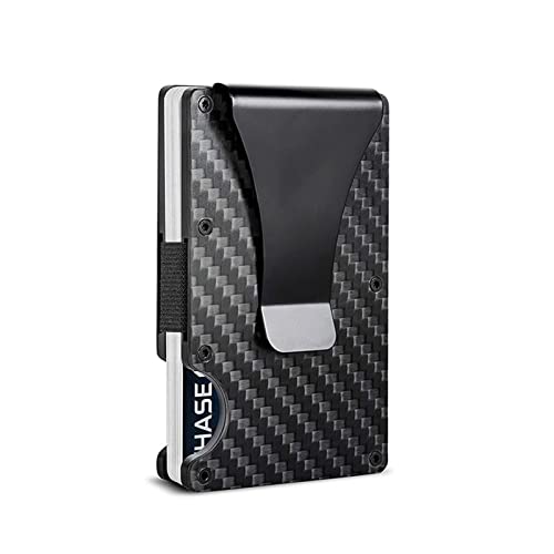 AQQWWER Geldbörsen für Damen Carbon Fiber Card Holder Mini Slim Wallet Men Aluminum Metal Magic Wallet Small Thin Male Purses Money Bag Vallet (Color : Black) von AQQWWER