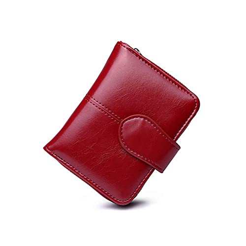 AQQWWER Geldbörsen für Damen Damen Brieftasche Kleine Leder Brieftasche Damen Kartenhalter Damen Clutch Damen Brieftasche Brieftasche (Color : Red) von AQQWWER