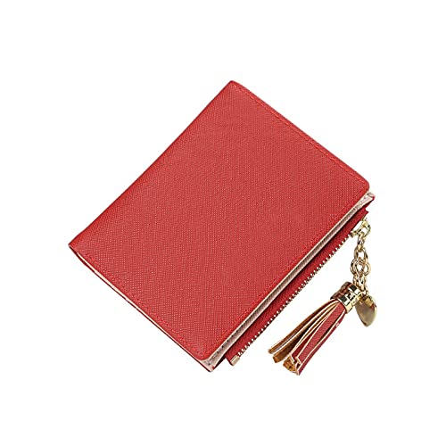 AQQWWER Geldbörsen für Damen Damen Brieftasche Kurze münze geldbörse Mode Card case kleine Damen Brieftasche weibliche Schnalle Mini Kupplung (Color : Red) von AQQWWER