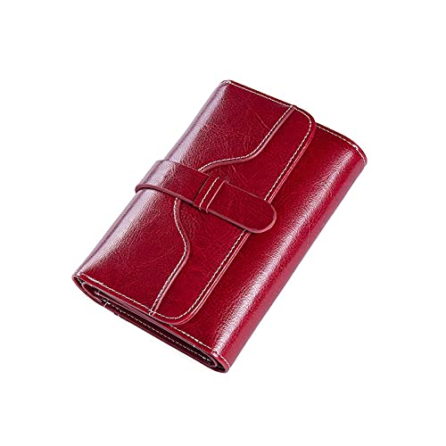 AQQWWER Geldbörsen für Damen Echtes Leder Frauen Brieftasche und Geldbörsen Münze Geldbörse Weibliche Kleine Walet Dame Für Geld Tasche (Color : Red) von AQQWWER