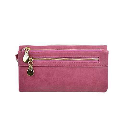 AQQWWER Geldbörsen für Damen Fashion Women Wallets Dull Polish Leather Wallet Double Zipper Day Clutch Purse Wristlet Portefeuille Handbags Carteira Feminina (Color : Pink) von AQQWWER