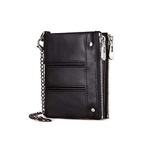 AQQWWER Geldbörsen für Damen Frauen Brieftasche Kuh Leder Kleine Münzbörse Slim Brieftaschen Dame Geld Tasche (Color : Black) von AQQWWER