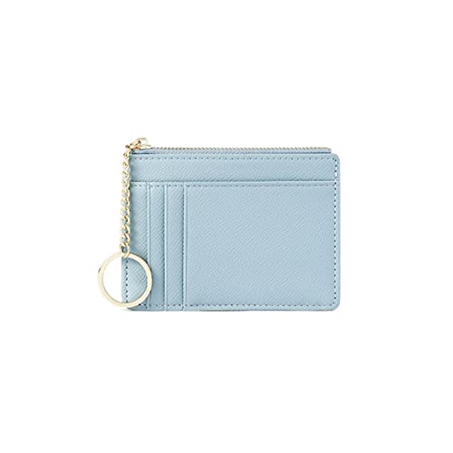 AQQWWER Geldbörsen für Damen Frauen Brieftaschen Reißverschluss Pu. Leder Münze Geldbörse Mini Schlüsselanhänger Kleine Brieftasche Multi-Card Bit Kartenhalter Kartenhalter (Color : Blue) von AQQWWER