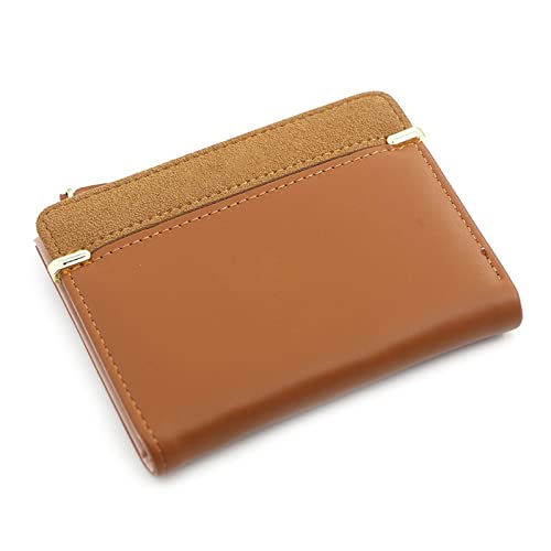 AQQWWER Geldbörsen für Damen Frauen Geldbörse Kurze Frauen Münze Geldbörse Mode Brieftaschen for Frau Kartenhalter Kleine Damen Brieftasche Weibliche Haspe Mini Clutch for Mädchen (Color : Bruin) von AQQWWER