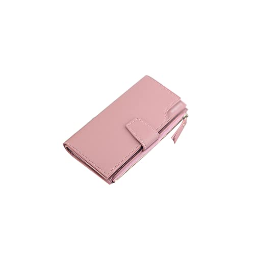 AQQWWER Geldbörsen für Damen Frauen Geldbörse Lange Brieftasche Frauen Reißverschluss Kartentasche Trendy Handytasche Multifunktions-Tri-Fold-Münz-Geldbörse (Color : Pink) von AQQWWER